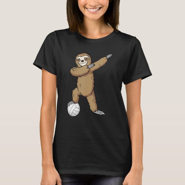 Volleyball Sloth Dabbing Kids Boys Girls Youth T-Shirt (Front)