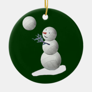 Volleyball Snowman Ceramic Ornament