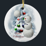 Volleyball Snowman Christmas Ceramic Ornament<br><div class="desc">Volleyball Snowman is just too darn cute and will be loved by all volleyball fans. Fully customisable to personalise with your photos and text if you like.</div>