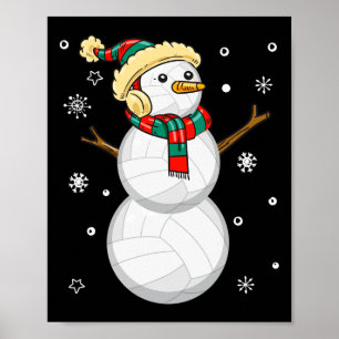 Volleyball Snowman Christmas Gift Tee Xmas Snowmie Poster