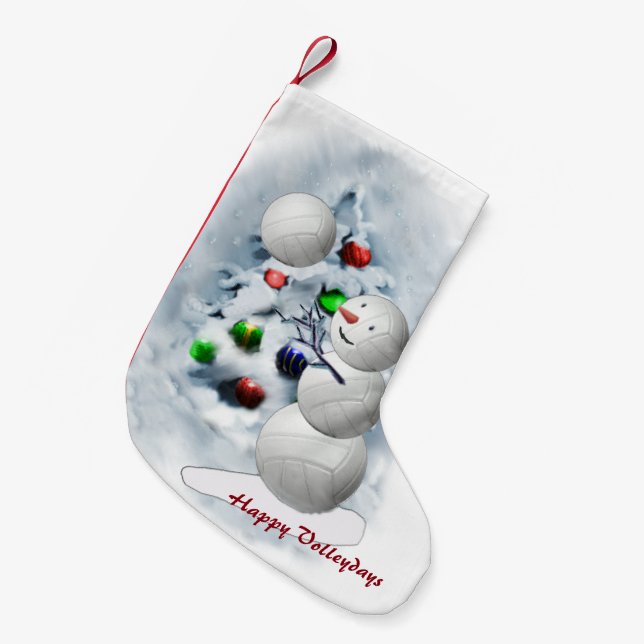 Volleyball Snowman Christmas Small Christmas Stocking (Front (Hanging))