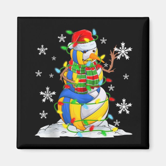 Volleyball Snowman Christmas Tree Lights Xma T Shi Magnet (Front)