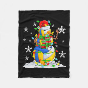 Volleyball Snowman Christmas Tree Lights Xmas Pjs Fleece Blanket