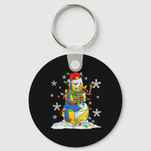 Volleyball Snowman Christmas Tree Lights Xmas Pjs Key Ring