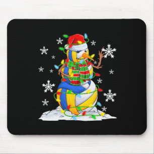 Volleyball Snowman Christmas Tree Lights Xmas Pjs  Mouse Pad