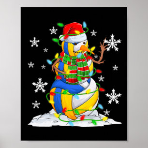 Volleyball Snowman Christmas Tree Lights Xmas Pjs Poster