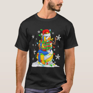 Volleyball Snowman Christmas Tree Lights Xmas Pjs T-Shirt