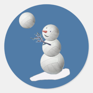 Volleyball Snowman Classic Round Sticker