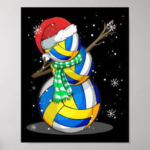 Volleyball Snowman Dabbing Funny Christmas Gift Pa Poster
