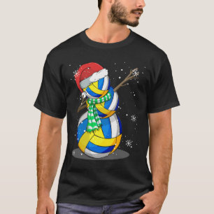 Volleyball Snowman Dabbing Funny Christmas Gift Pa T-Shirt