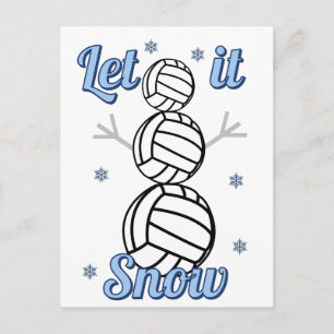 Volleyball Snowman Let It Snow Postcard