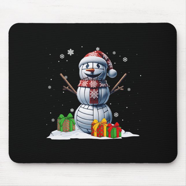 Volleyball Snowman Men Boy Christmas Volleyball Pl Mouse Pad (Front)