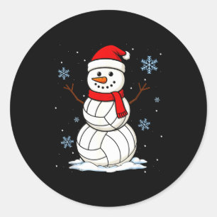 Volleyball Snowman Merry Christmas Funny Srts Xmas Classic Round Sticker