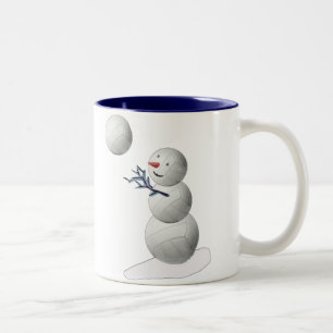 Volleyball Snowman Two-Tone Coffee Mug