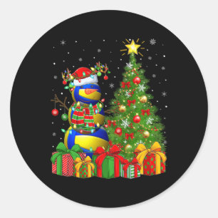 Volleyball Snowman Xmas Tree Santa Volleyball Chri Classic Round Sticker