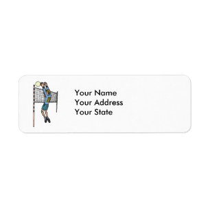 volleyball spike mens volley cartoon graphic return address label