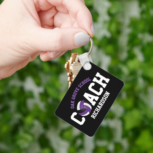 Volleyball Sport Coach - Purple Key Ring (Hand)