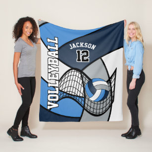 Volleyball 🏐 Sport in Blue, White and Grey Fleece Blanket
