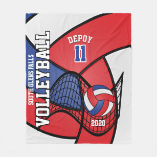 Volleyball Sport in Red, White and Blue - Custom04 Fleece Blanket