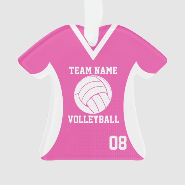 Volleyball Sports Jersey Pink with Photo Ornament (Front)