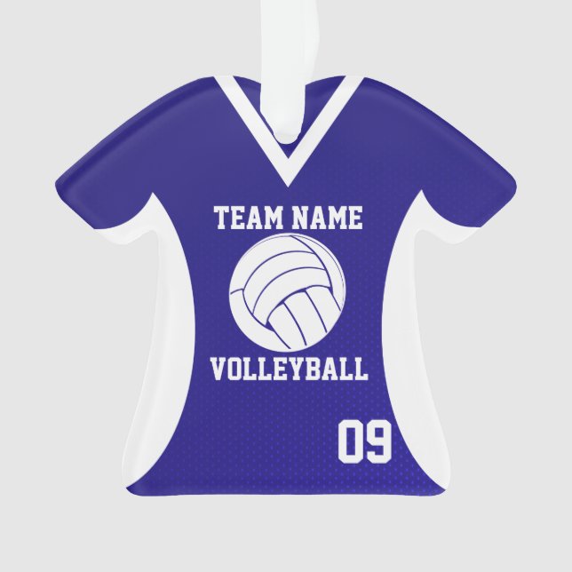 Volleyball Sports Jersey Royal with Photo Ornament (Front)
