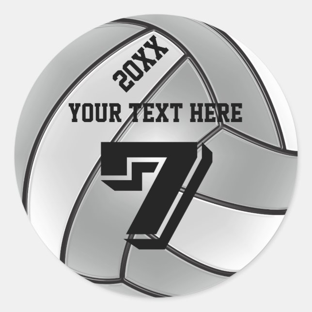 Volleyball Stickers with YEAR, YOUR NAME, NUMBER (Front)