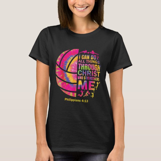 Volleyball T Shirt Teen Girls Women Christian Chri (Front)