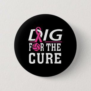 Volleyball Team Breast Cancer Awareness 6 Cm Round Badge