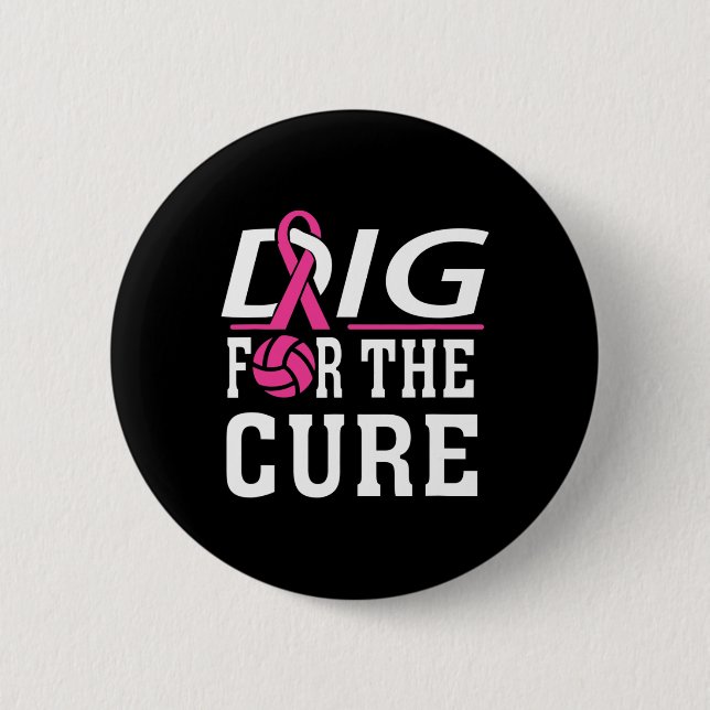 Volleyball Team Breast Cancer Awareness  6 Cm Round Badge (Front)