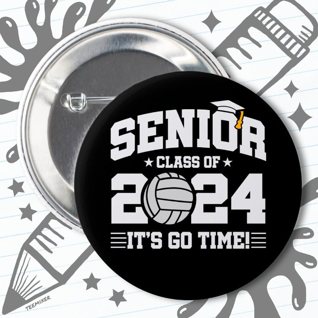 Volleyball Team Class 2024 Graduation Senior 2024 6 Cm Round Badge (Creator Uploaded)
