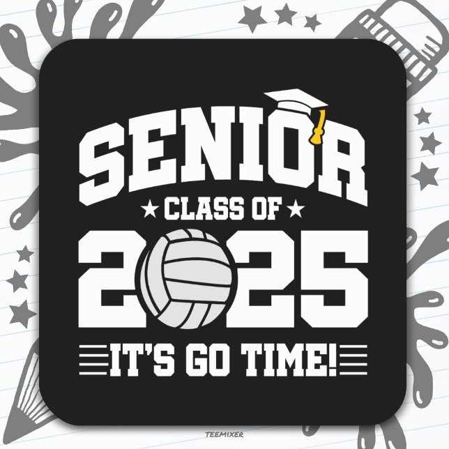 Volleyball Team Class 2025 Graduation Senior 2025 Square Sticker (Creator Uploaded)