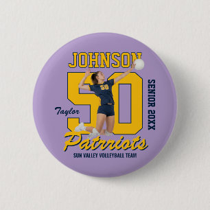 Volleyball Team Custom Photo Jersey Number Sports 6 Cm Round Badge