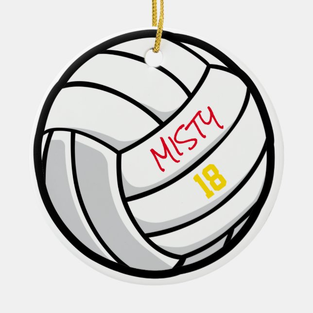Volleyball Team Custom Player Number Year  Ceramic Ornament (Front)