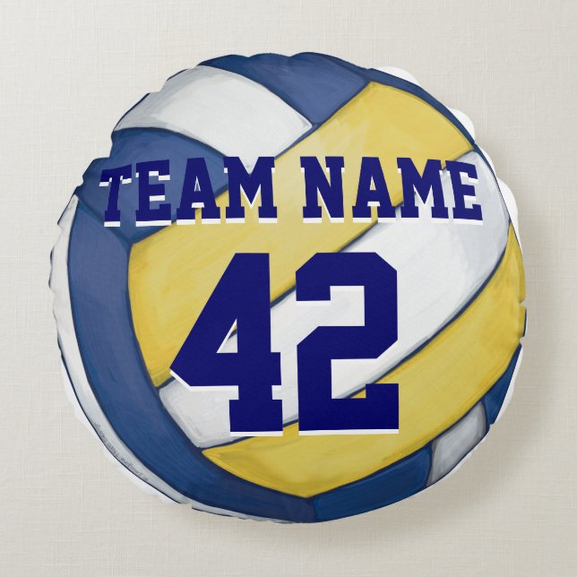 Volleyball Team Name and Number Round Cushion (Front)
