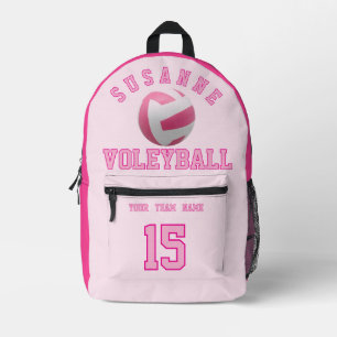 Volleyball Team Name Custom Sports Rose pink Printed Backpack