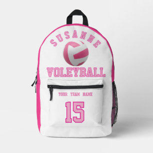 Volleyball Team Name Custom Sports Rose pink Printed Backpack
