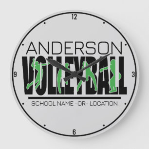 Volleyball Team Player ADD NAME School Top Athlete Large Clock
