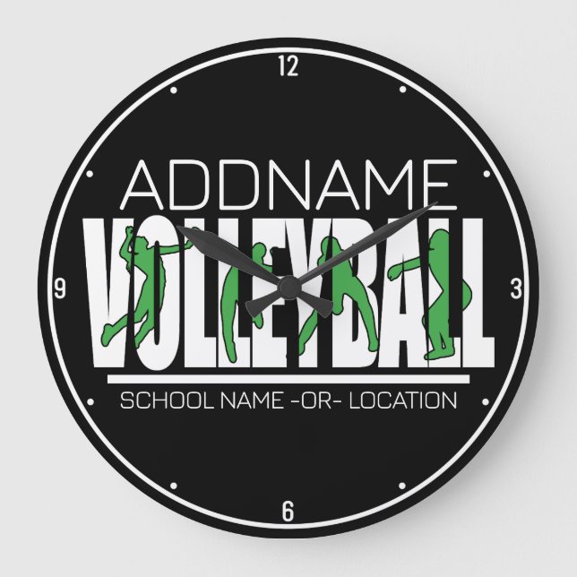 Volleyball Team Player ADD NAME School Top Athlete Large Clock (Front)