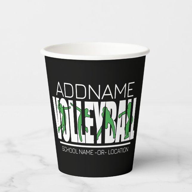 Volleyball Team Player ADD NAME School Top Athlete Paper Cups (Front)