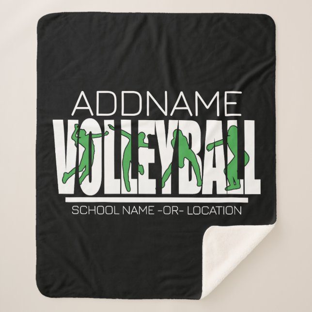 Volleyball Team Player ADD NAME School Top Athlete Sherpa Blanket (Front)