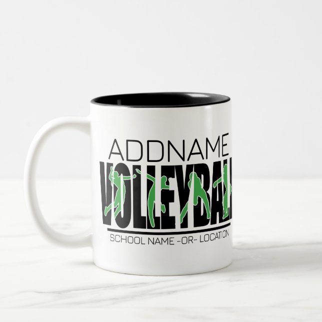 Volleyball Team Player ADD NAME School Top Athlete Two-Tone Coffee Mug (Left)