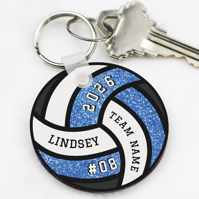 Volleyball Team Player Blue Glitter Keychain (Volleyball Team Player Blue Glitter Keychain
)