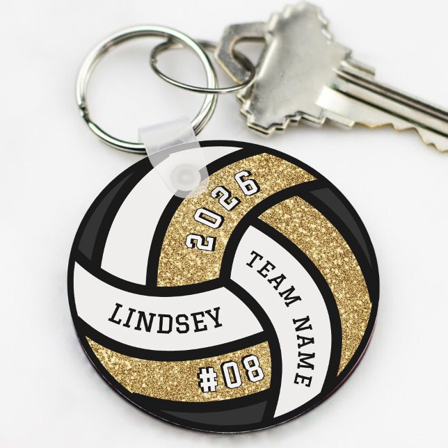 Volleyball Team Player Gold Glitter Key Ring (Volleyball Team Player Glitter Keychain
)