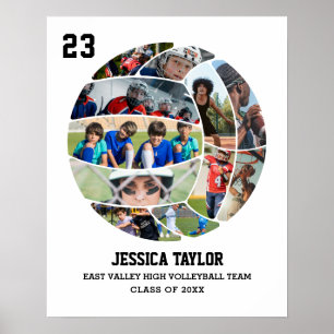 Volleyball Team Senior Graduation Photo Collage Poster