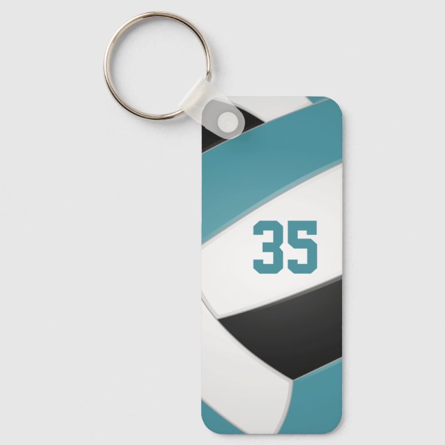 volleyball team sports athlete name teal black key ring (Front)