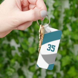 volleyball team sports gifts teal grey key ring