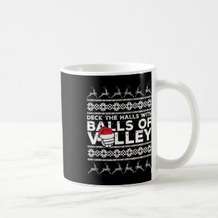 Volleyball Team Ugly Sweater Christmas Lights Sant Coffee Mug