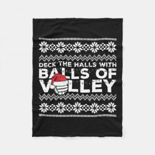 Volleyball Team Ugly Sweater Christmas Lights Sant Fleece Blanket