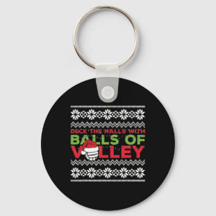 Volleyball Team Ugly Sweater Christmas Lights Sant Key Ring