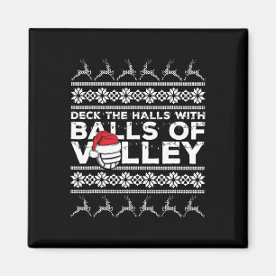 Volleyball Team Ugly Sweater Christmas Lights Sant Magnet